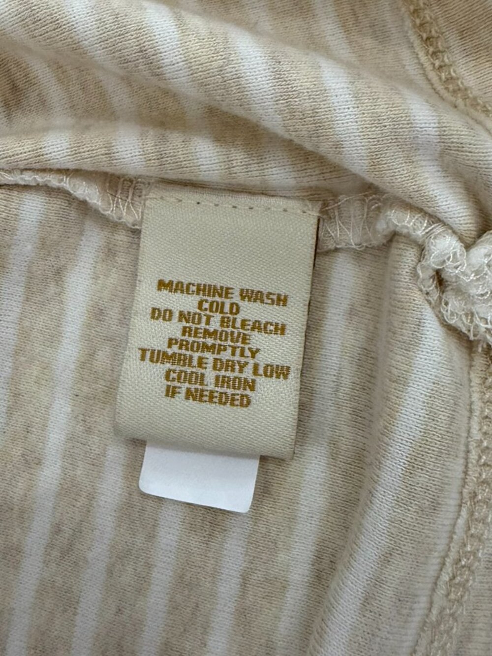 Lauren Jeans Co Ralph Lauren Striped Henley Top Tan Cream Size L - Picture 6 of 8